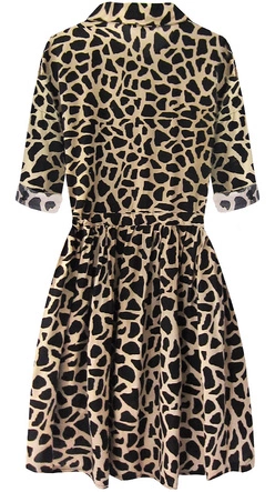SUKIENKA KOSZULOWA W ZWIERZĘCY WZÓR BEŻOWA (266ART)