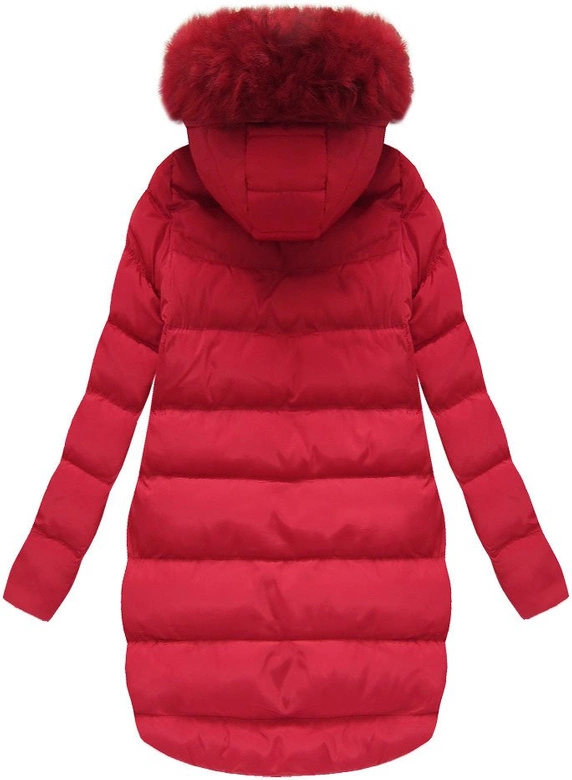 PIKOWANA KURTKA Z KAPTUREM CZERWONA (W578)