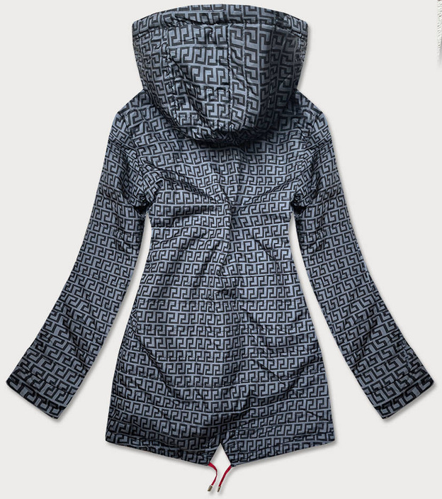 Dwustronna kurtka parka damska czerwono-szara (w580)