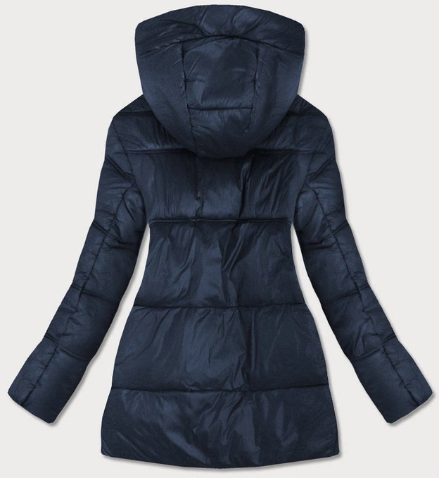 ASYMETRYCZNA DAMSKA KURTKA PIKOWANA GRANATOWA (7658)