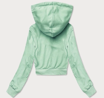 Krótka bluza dresowa z kapturem pistacjowa (8B939-39)