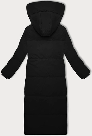 Długa kurtka płaszcz o prostym kroju czarna (WD202229)