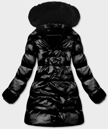 METALICZNA KURTKA ZIMOWA DAMSKA CZARNA (B9731-1)