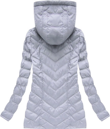 PIKOWANA KURTKA Z KAPTUREM SZARONIEBIESKA (W619BIG)