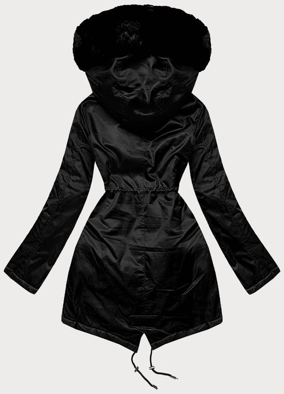 Parka damska z futerkiem czarna (5m762-392)