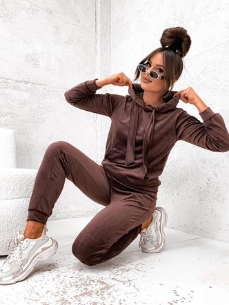 Welurowy komplet dresowy damski czekoladowy (787)