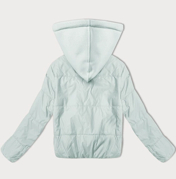 Krótka kurtka damska z dzianinowym kapturem J Style jasna pistacja (16M9236-176)