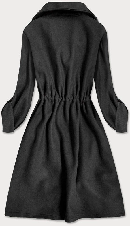 LUŹNY PŁASZCZ DAMSKI Z KLAPAMI CZARNY (20536)