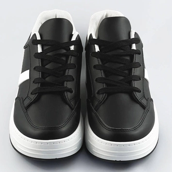 Sznurowane buty sportowe damskie czarno-białe (s070)