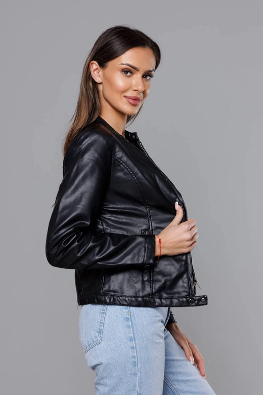 Kurtka ramoneska ze stójką czarna (11Z8008)