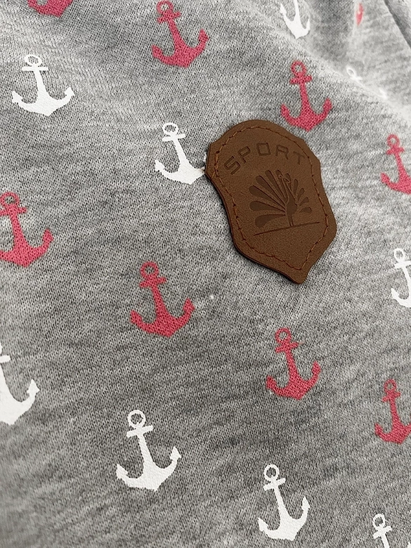 Ciepła rozpinana bluza w kotwice szara (2307)