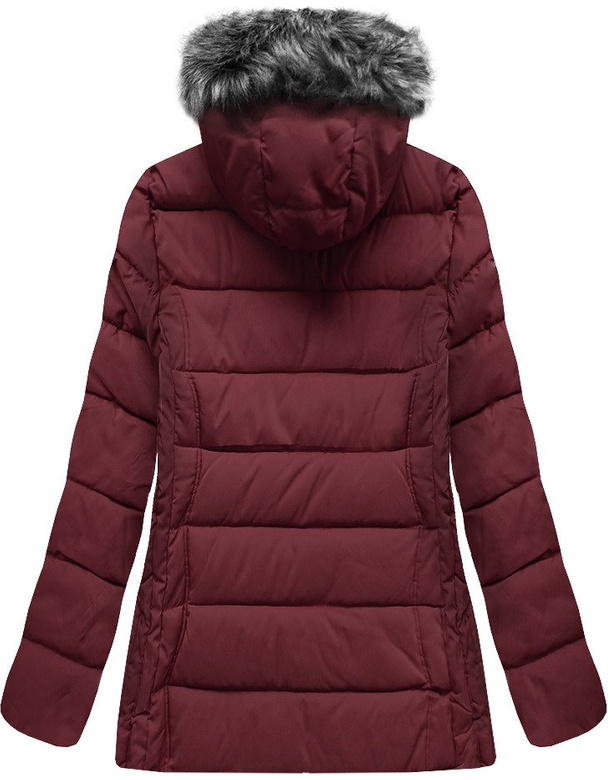 PIKOWANA KURTKA Z KAPTUREM BORDOWA (R9505)