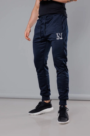 Spodnie dresowe z nadrukiem męskie granatowe (8K178-25)