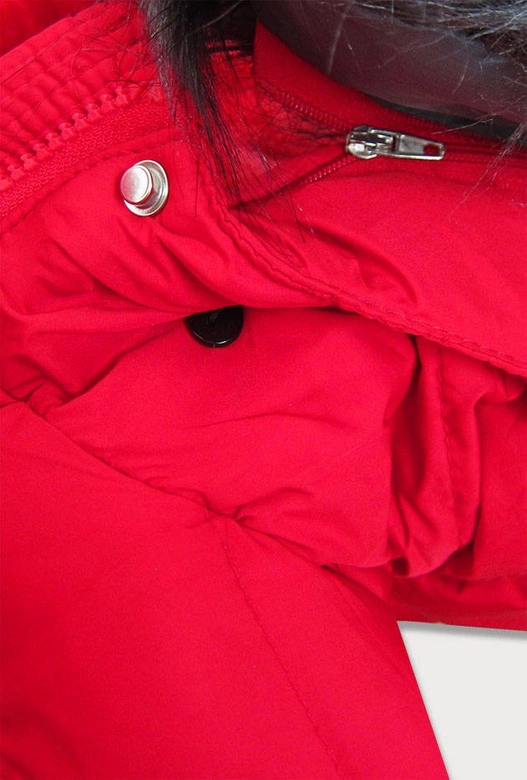 PIKOWANA ZIMOWA KURTKA DAMSKA Z FUTERKIEM CZERWONA (M-113)