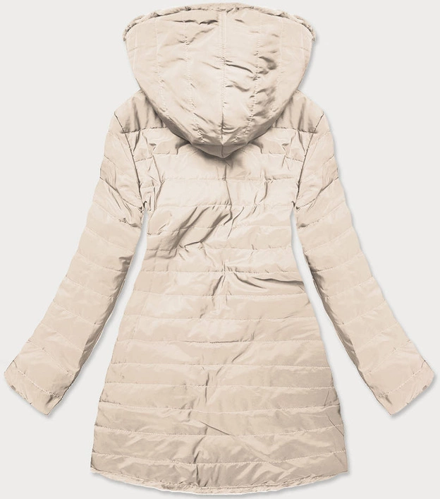 LEKKA KURTKA ZIMOWA DAMSKA FUTRO 2 W 1 BEŻOWA (39039)