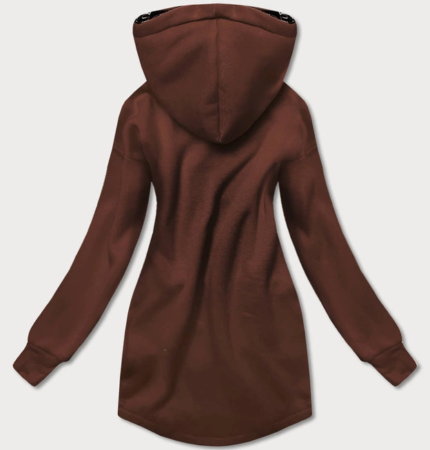 Prosta bluza damska z ozdobnym suwakiem brązowa (amg-37)