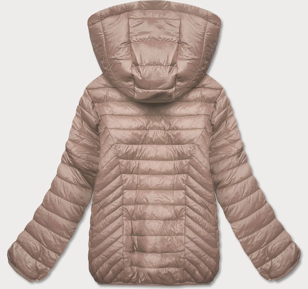 Pikowana kurtka damska z kapturem beżowa (B0124-46)