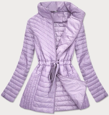 DAMSKA KURTKA Z WIĄZANIEM W PASIE WRZOSOWA (2152)