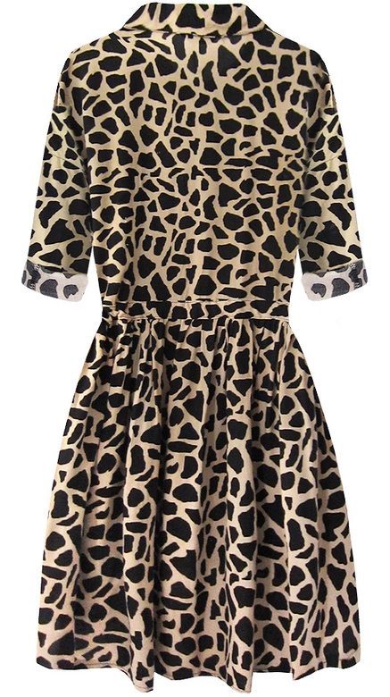 SUKIENKA KOSZULOWA W ZWIERZĘCY WZÓR BEŻOWA (266ART)
