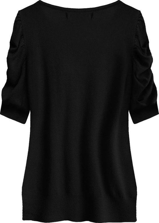 SWETER Z BUFIASTYMI RĘKAWAMI CZARNY (1529)