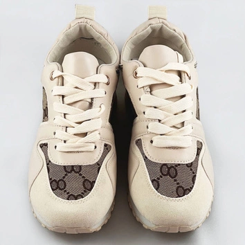 Damskie adidasy na podwyższonej podeszwie beżowe (666-21)