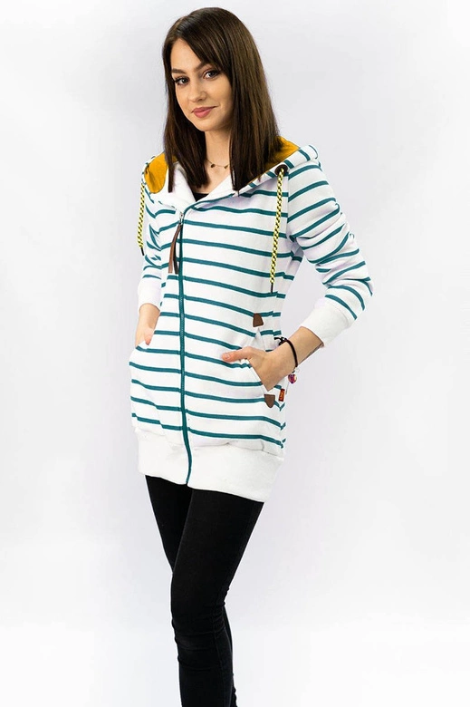 ROZPINANA BLUZA W PASKI BIAŁO-NIEBIESKA (742)