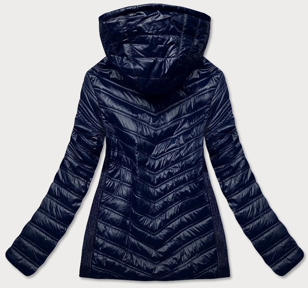 PIKOWANA DAMSKA KURTKA Z KAPTUREM GRANATOWA (6373)