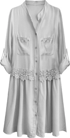 BAWEŁNIANA SUKIENKA KOSZULOWA SZARA (307ART)