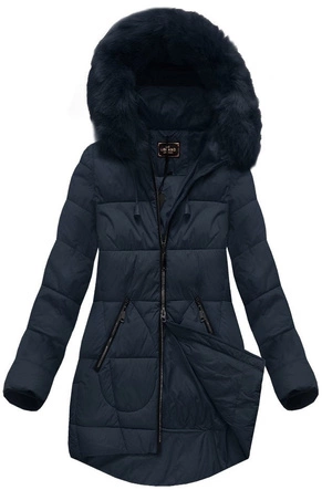 PIKOWANA KURTKA Z KAPTUREM GRANATOWA (7703)