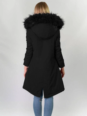 GRUBA ZIMOWA KURTKA DAMSKA Z KAPTUREM CZARNA (CARMEN)