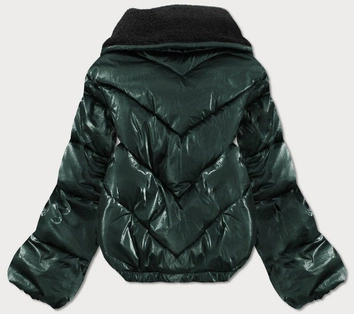 Krótka kurtka oversize z szerokimi rękawami zielona (j9-016)