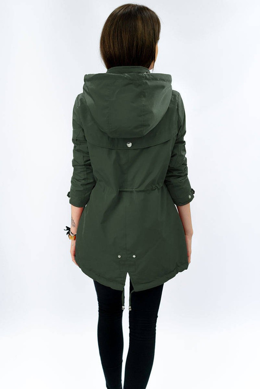DWUSTRONNA KURTKA PARKA DAMSKA KHAKI/KROPKI (W662)
