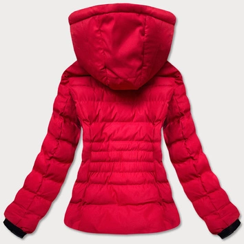 Damska kurtka zimowa z futrzaną stójką czerwona (5M769-270)
