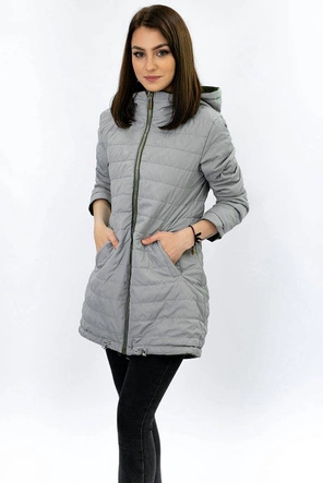 DWUSTRONNA PARKA Z KAPTUREM KHAKI-SZARA (W0232)