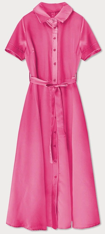 SATYNOWA SUKIENKA KOSZULOWA RÓŻOWA (20460)