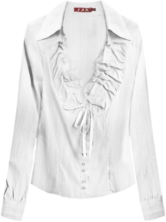 KOSZULA Z FINEZYJNYM DEKOLTEM BIAŁA (314ART)