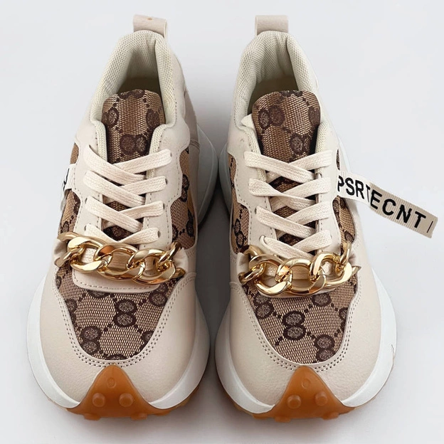 Buty sportowe z łańcuchem beżowe (n-205)