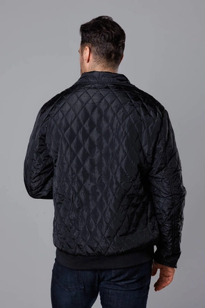 Pikowana kurtka męska z kołnierzem czarna (58M13081-392)