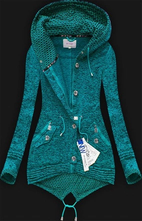 CIEPŁA BLUZA Z KAPTUREM MORSKA (LX157M)