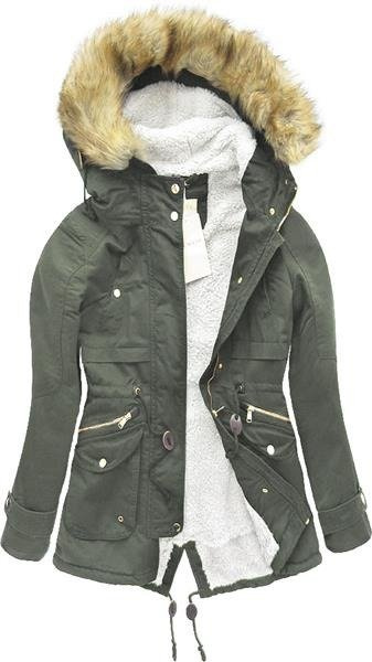 PARKA ZIMOWA NA MISIU KHAKI (AB3301)