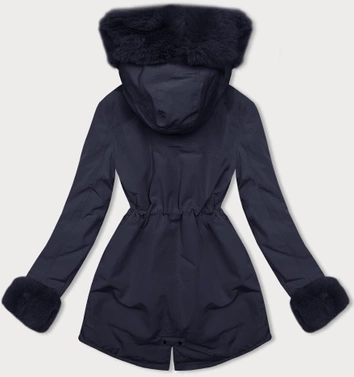Krótka parka zimowa na futerku granatowa (16M9062-215)