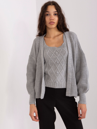 Dwuczęściowy komplet top + sweter szary (8019)