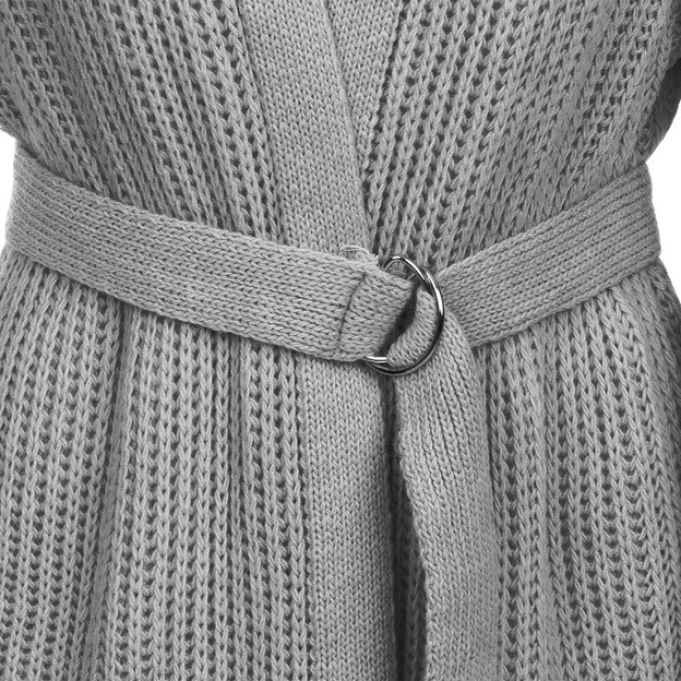 SWETER Z BUFIASTYMI RĘKAWAMI JASNOSZARY (123ART)
