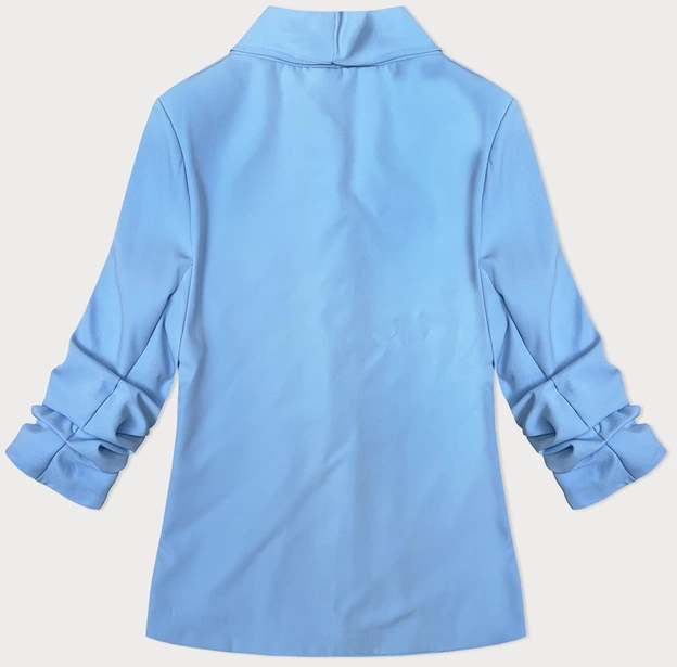 Cienka marynarka z marszczonymi rękawami błękitna (22-356)