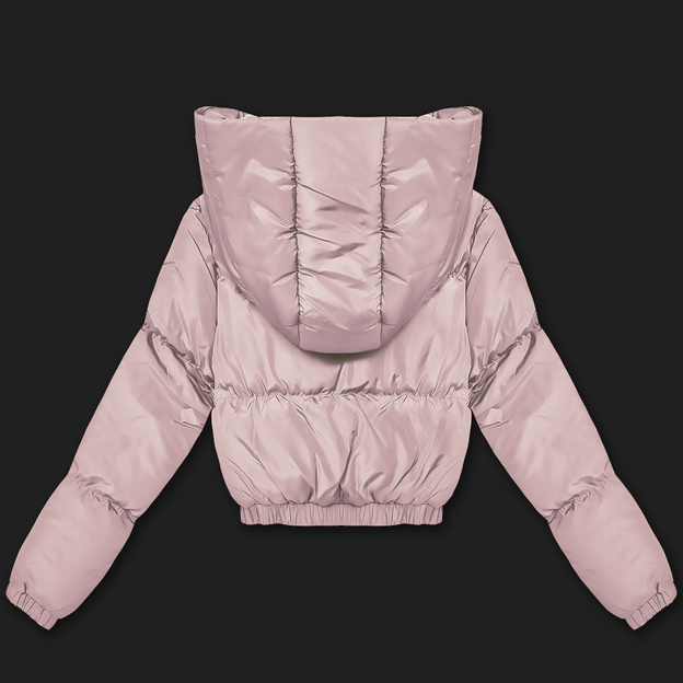 Krótka kurtka zimowa puffer J Style jasny różowy (5M3260-46)