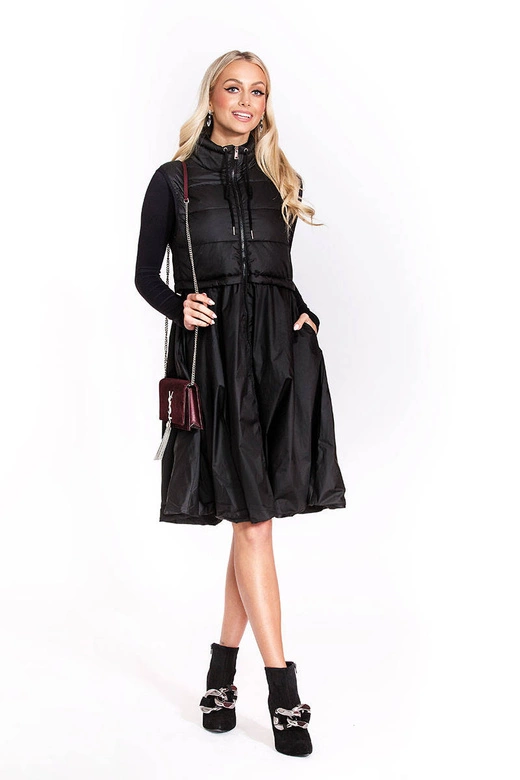 Kamizelka z rozkloszowanym dołem czarna (ag3-06)