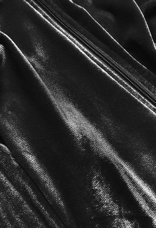 Welurowy dres damski z lampasami czarny (81223)