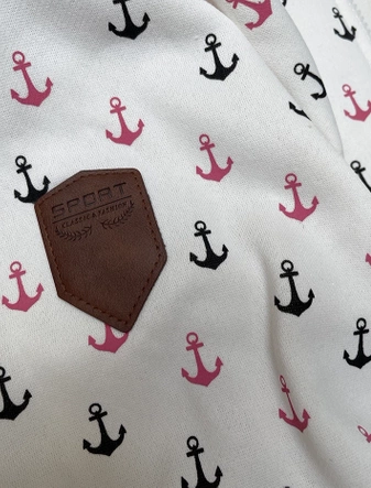 Ciepła rozpinana bluza w kotwice biała (2307)