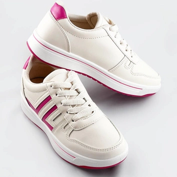 Sportowe buty damskie ecru-róż (ad-587)