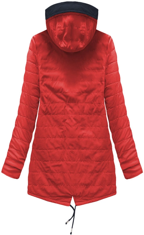 DWUSTRONNA PARKA Z KAPTUREM GRANATOWO-CZERWONA (W0236)